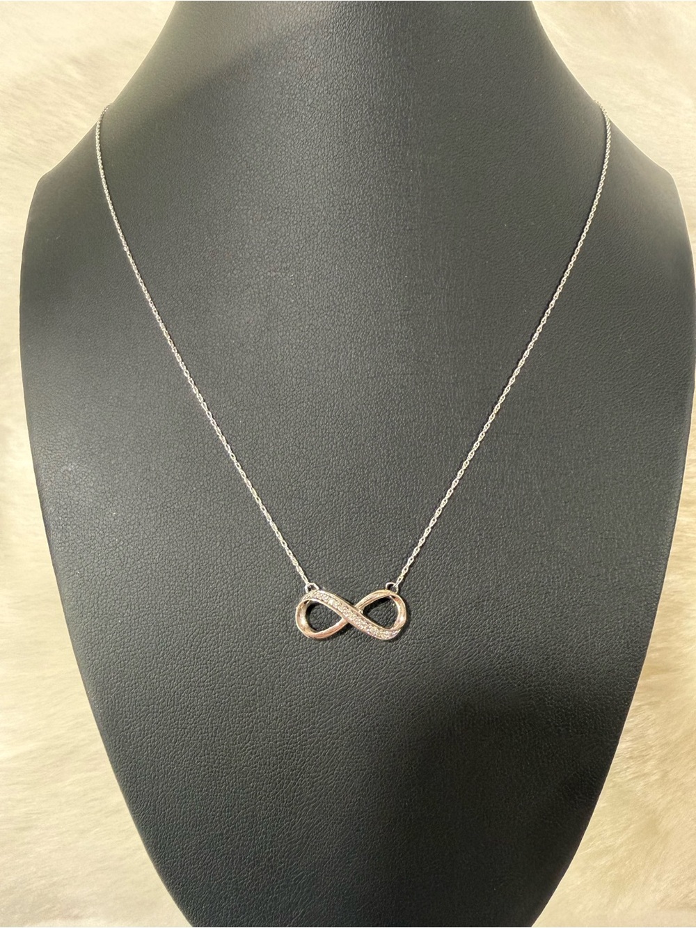 925 Sterling Silver Infinity Pendant Necklace with Diamond Accents - Picture 2 of 10